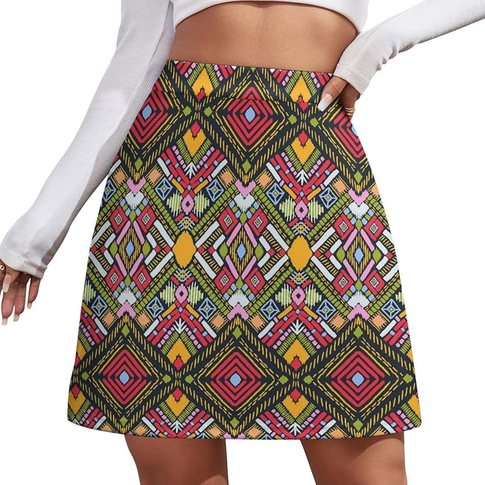 Amazon.com: Womens High Waisted A-line Mini Skirt Geometric